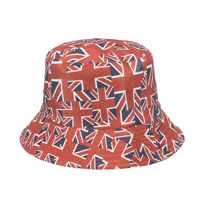 Hot selling new high-quality British flag football outdoor sports print reversible fisherman hat white bucket hat