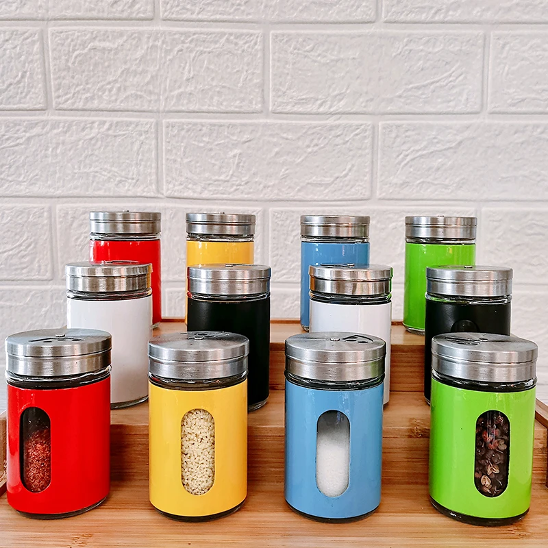 Круглая стеклянная бутылка для специй с крышкой из нержавеющей стали 4 унции 120 мл банка шейкером