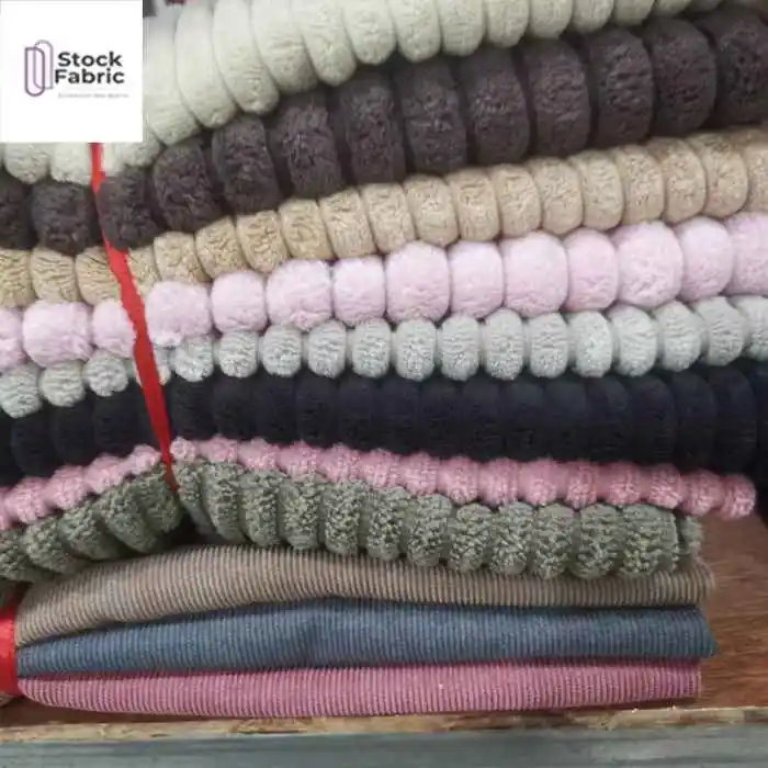 Hot selling ready goods nylon polyester corduroy dyed stock fabric for garment