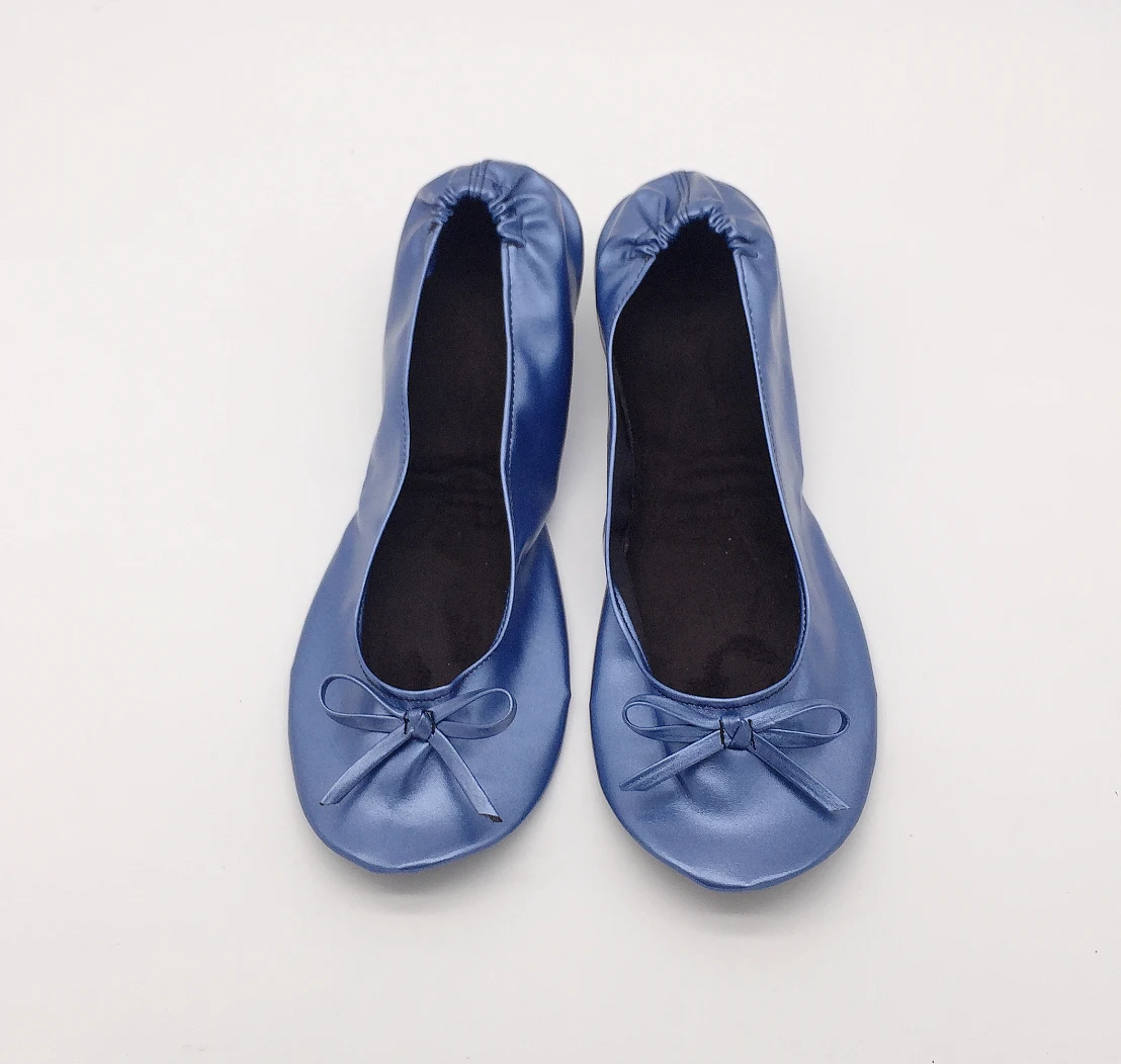 Cheap OEM custom navy blue folding women shoes