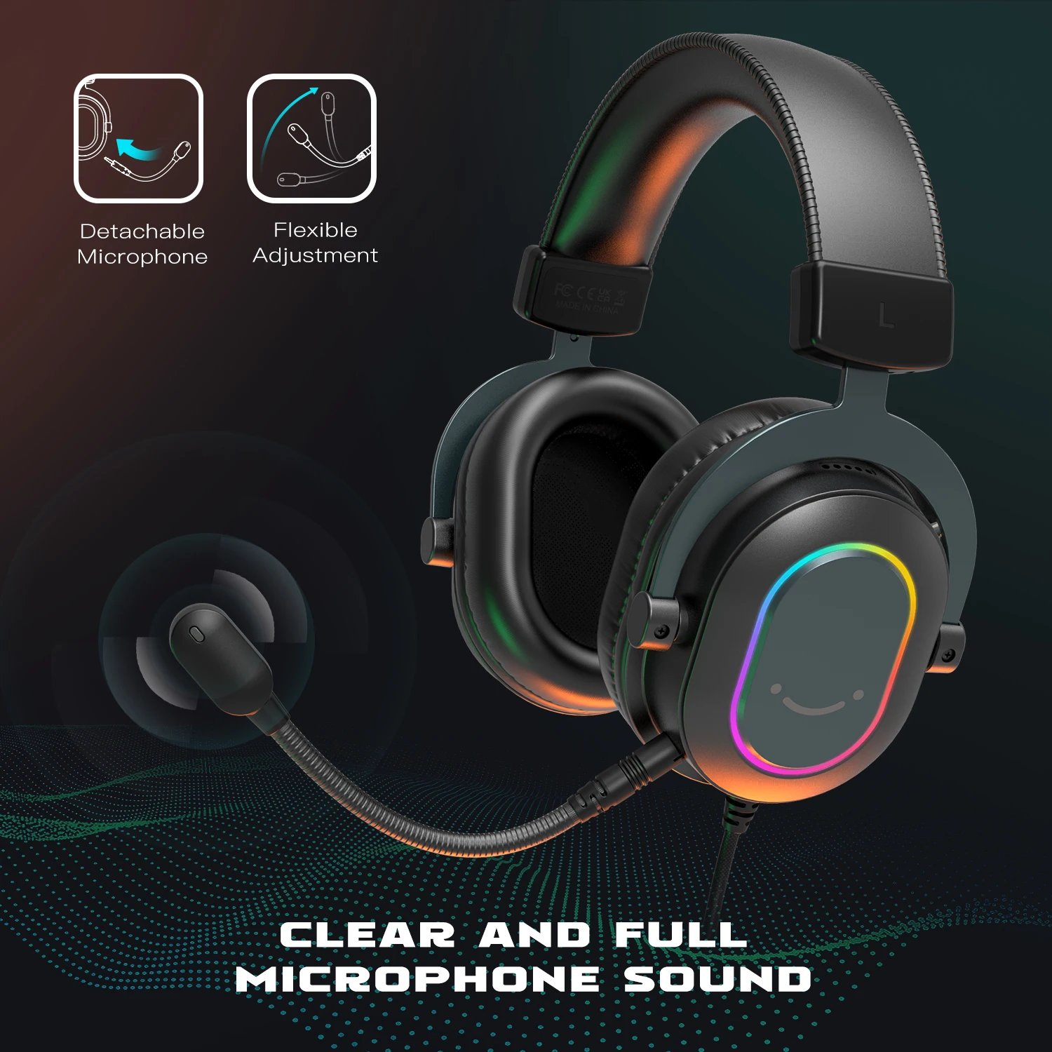 Fifine H6 gaming headset gamer headphone LED lights wired gamer headphone 7.1 gaming headset USB gaming headset
