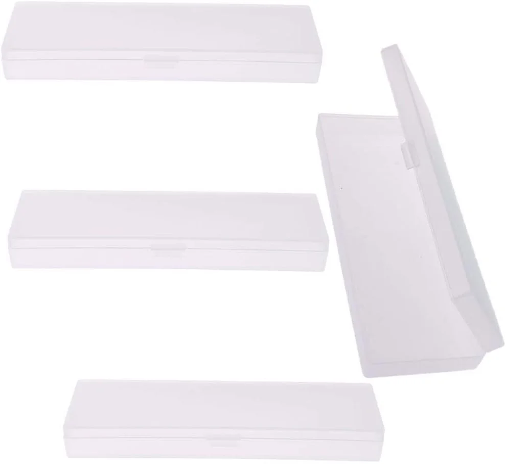 Wholesale Transparent  Pencil Case Plastic Stationery Case with Hinged Lid and Snap Closure for Pencils Pens
