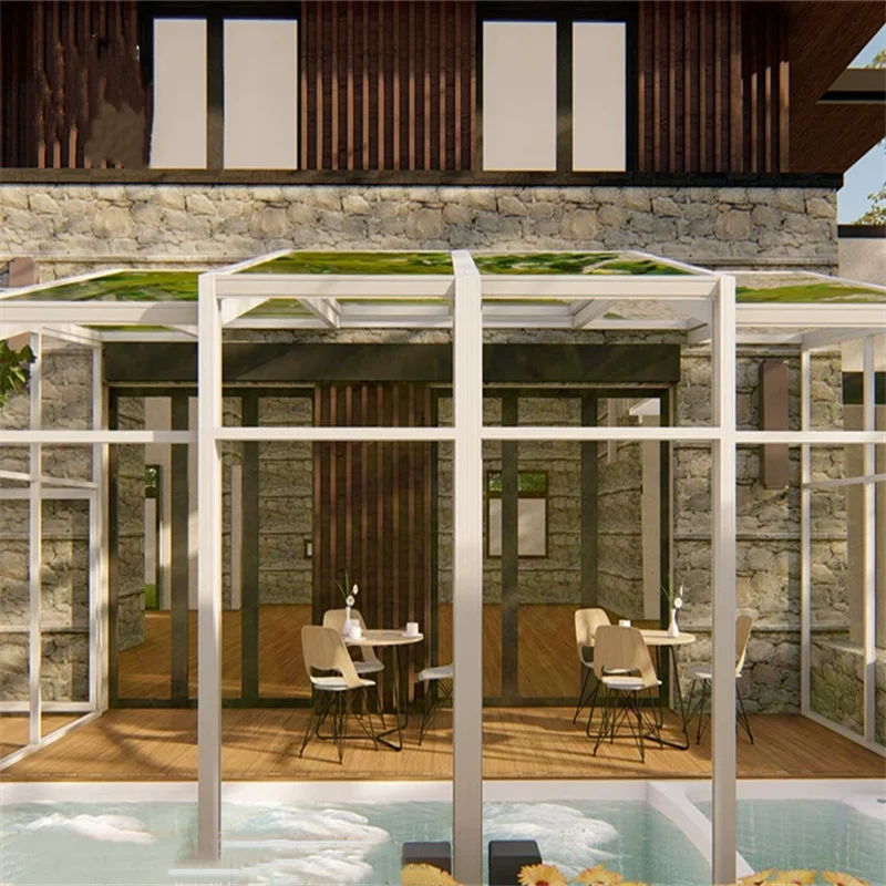 Customized Pool Enclosure Retractable Pool Roof Telescopic Outdoor Retractable Polycarbonate Swimming Pool Cover Enclosures