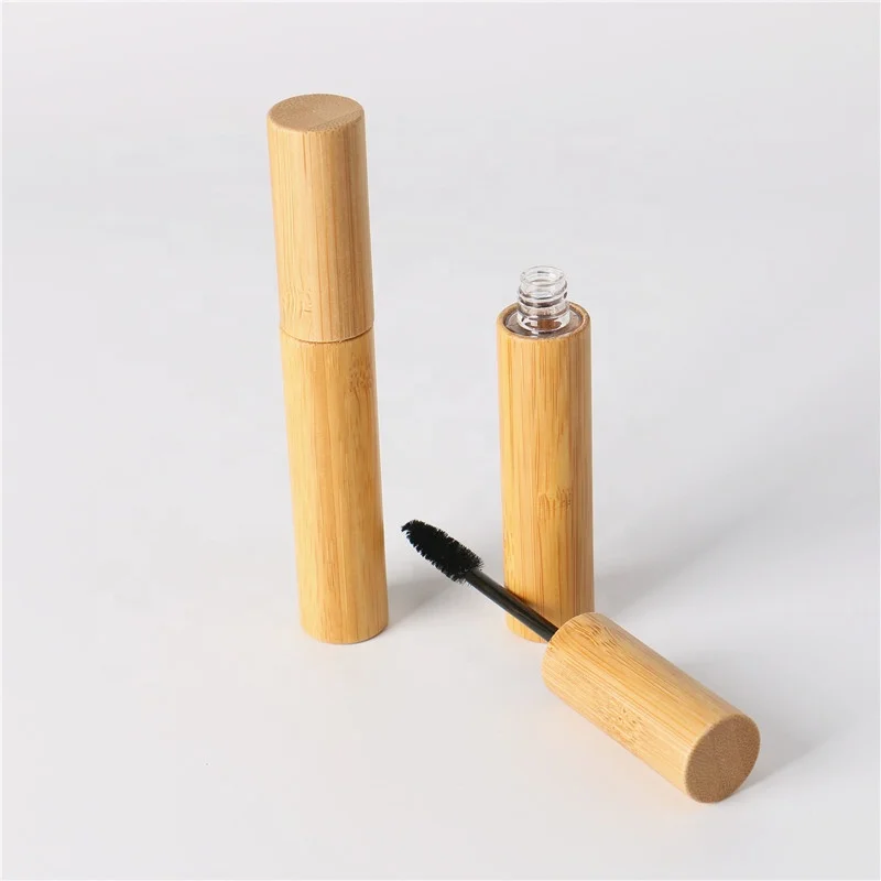 Yiwu Cosmetic bamboo  Packaging Product Factory High Quality Low MOQ 8ml glass Empty bamboo Mascara Tube Eyelash Bottle