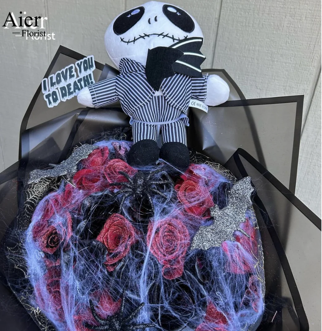 Aierflorist New funny Halloween Jack Plush Toy Grab Skeleton Stuffed Plush Toys Doll For bouquet Gift decoration