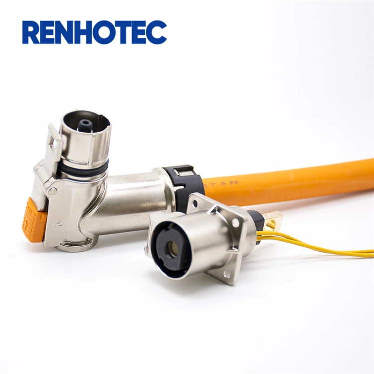 Медная штепсельная вилка 400А-500А с прямым/прямоугольным штекером и шинообразной наконечником, HVIL коннектор для электромобиля