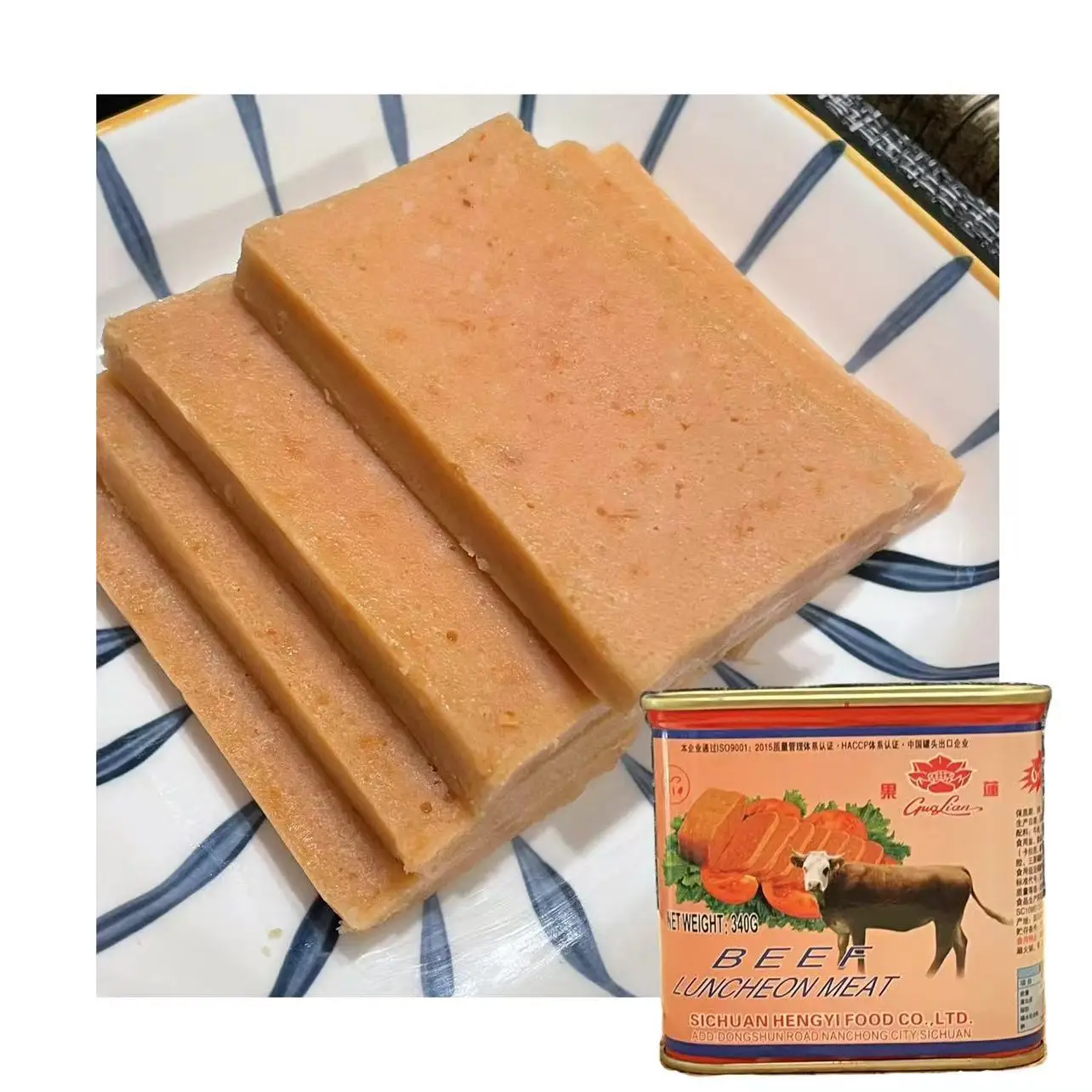 Korea Label Same Quality mre food canned can beef meat 340g canned luncheon meat