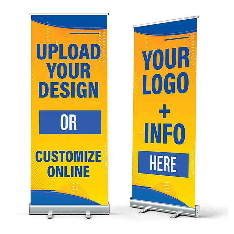 HLY 2024 Hot Selling Custom Classic Aluminum Retractable Roll Up Banner Stand Advertising Stand-Up Banner Roll Up Display