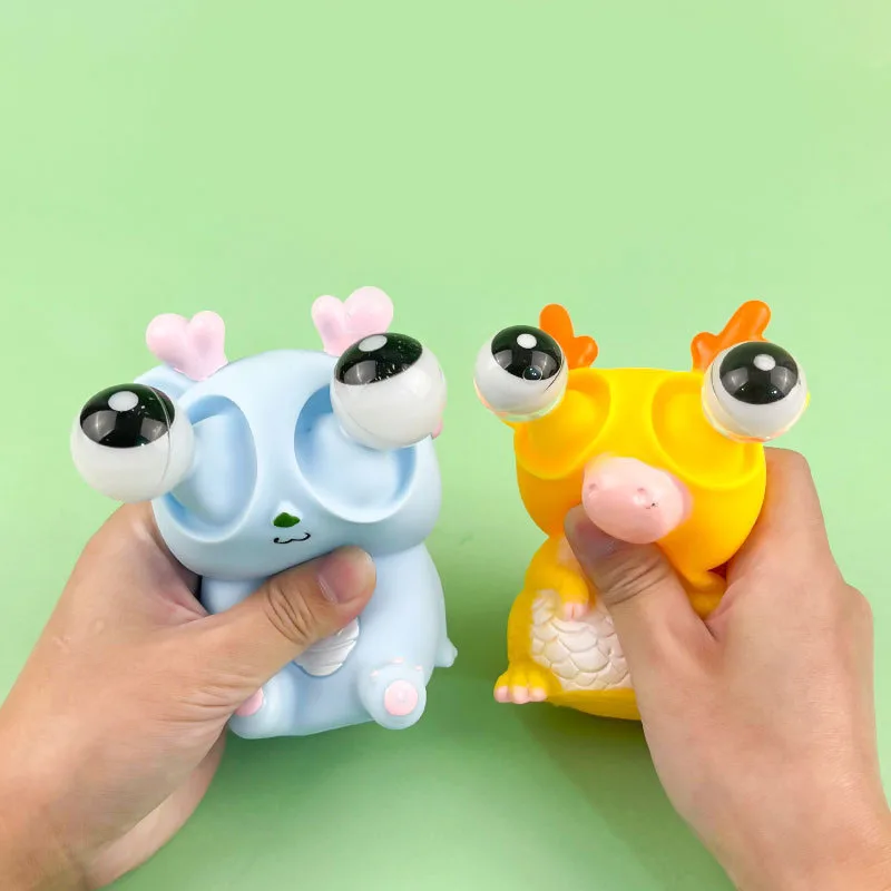 Hot Selling Creative Pop Eye Dragon Pinch Happy Pressure Relief Toy Squeeze Googly Eye Dragon Doll Vent Toy