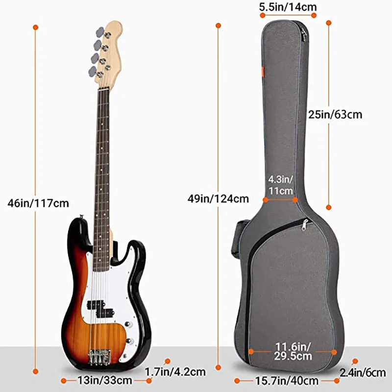 Waterproof Storage Kit Handbag Lightweight Custom Classic Electrical Bass Guitar Gig Bag Acoustic with Adjustable Straps