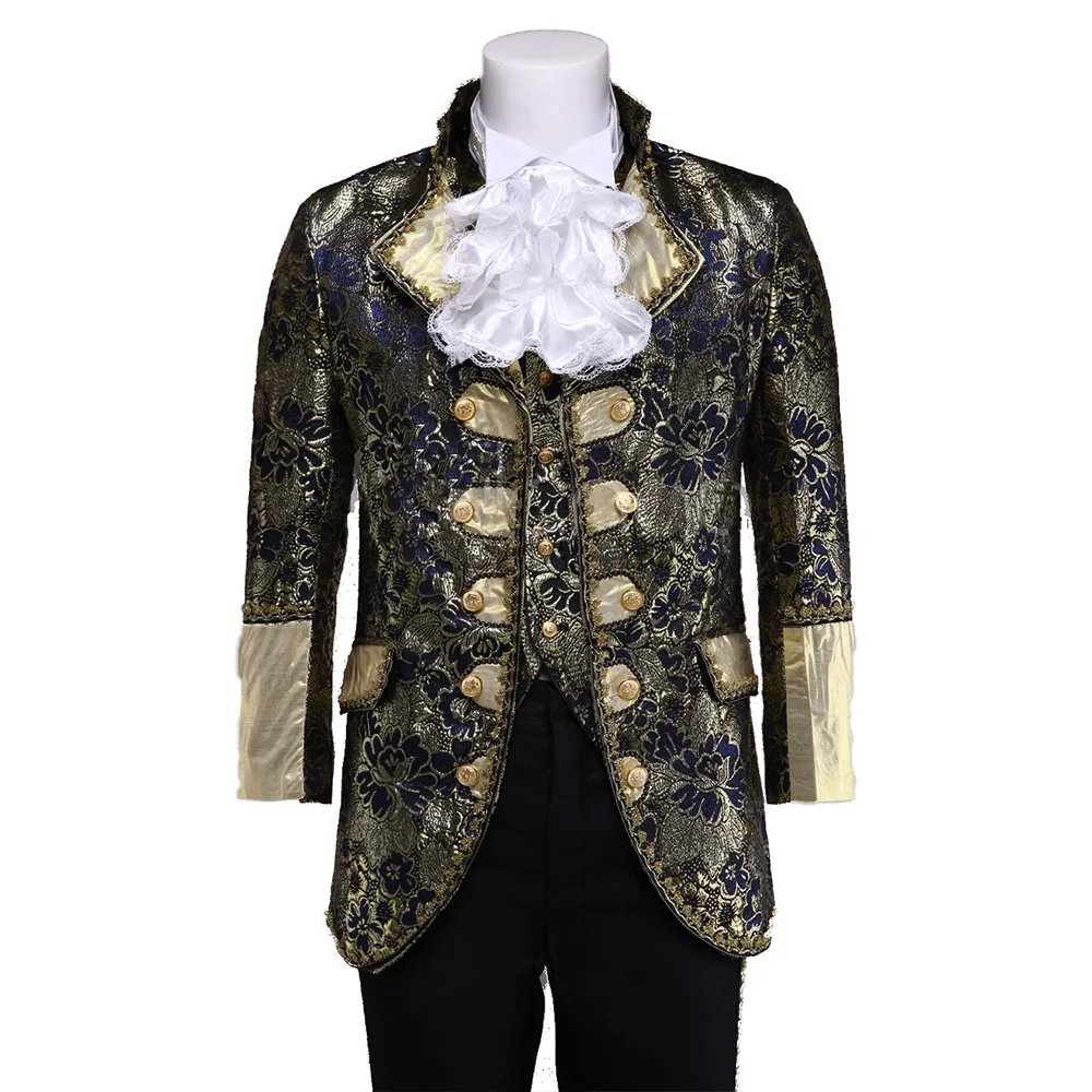 King Prince Costume Deluxe Victorian Medieval Victorian Costume Tuxedo Suit Jacket Steampunk Party Stage Performance Dress Coat