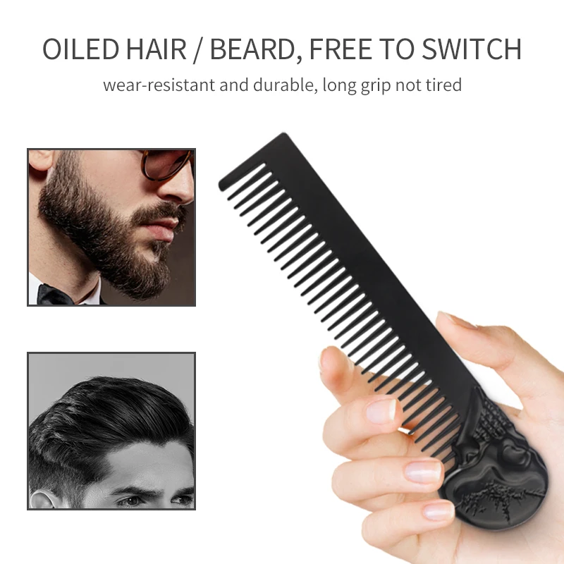 Wholesale Custom Logo Gold Skull Zinc Alloy Metal Beard Comb Oil Hair Gentleman Shaping Tool Zinc Alloy Metal Portable Comb