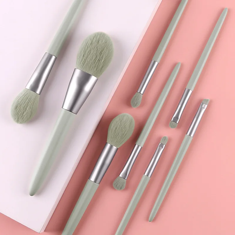 Buy Again 2021 new luxury 8pcs makeup brushy organizer makeup brushes set the matcha green