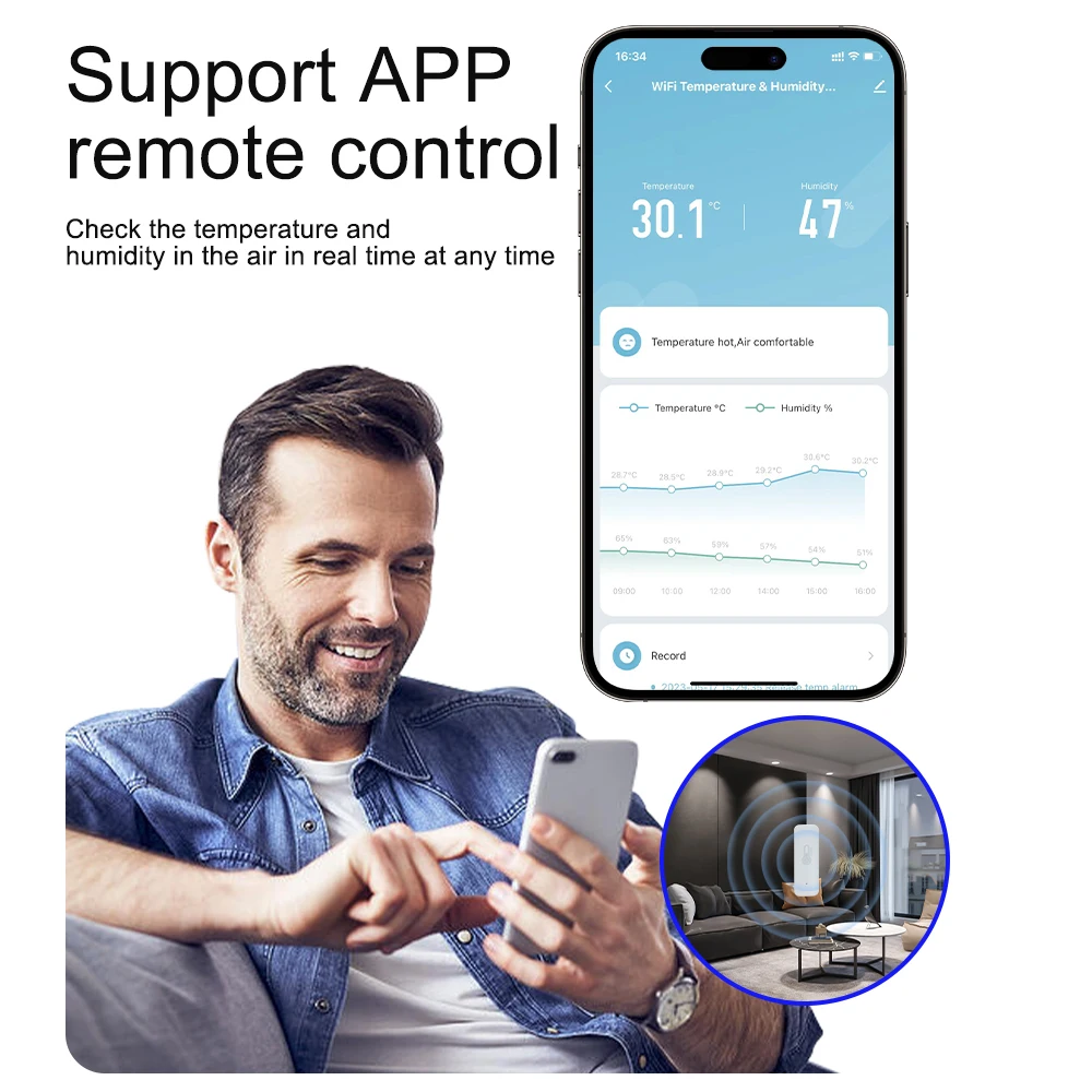 Home Smart Temperature And Humidity Sensor WiFi Zigbee Tuya Smartlife App Remote Monitor Indoor Hygrometer Controller