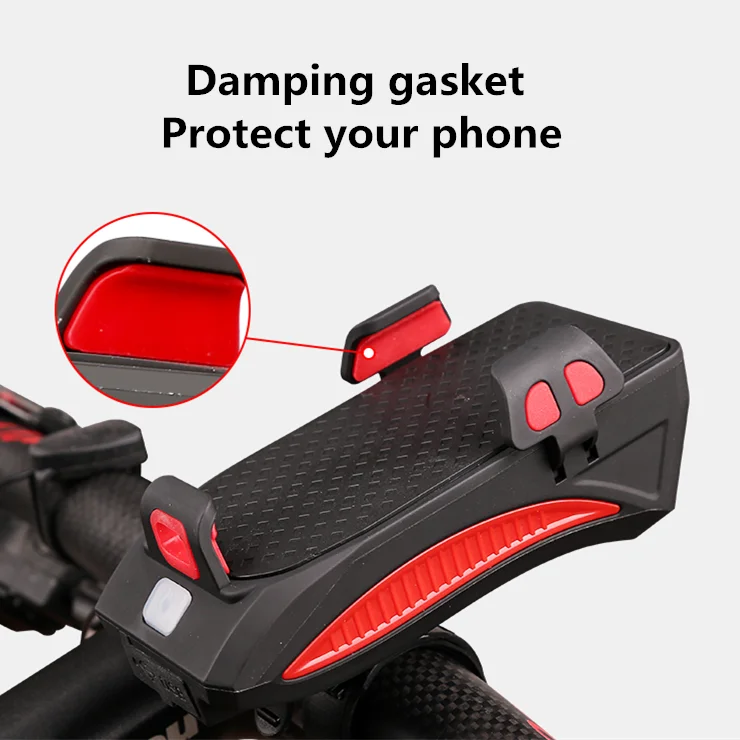 New arrival 3 LEDS 400 lumen Bike Accessories Lamp Horn Bicycle Front Light With Mobile Phone Bracket & 4000mah Power Bank