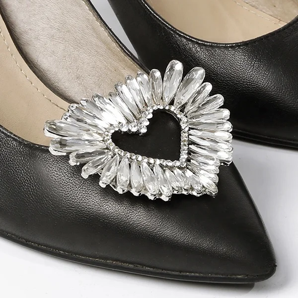 Custom alloy heart crystal shoe clip buckle for wedding party shoes charms decoration accessories