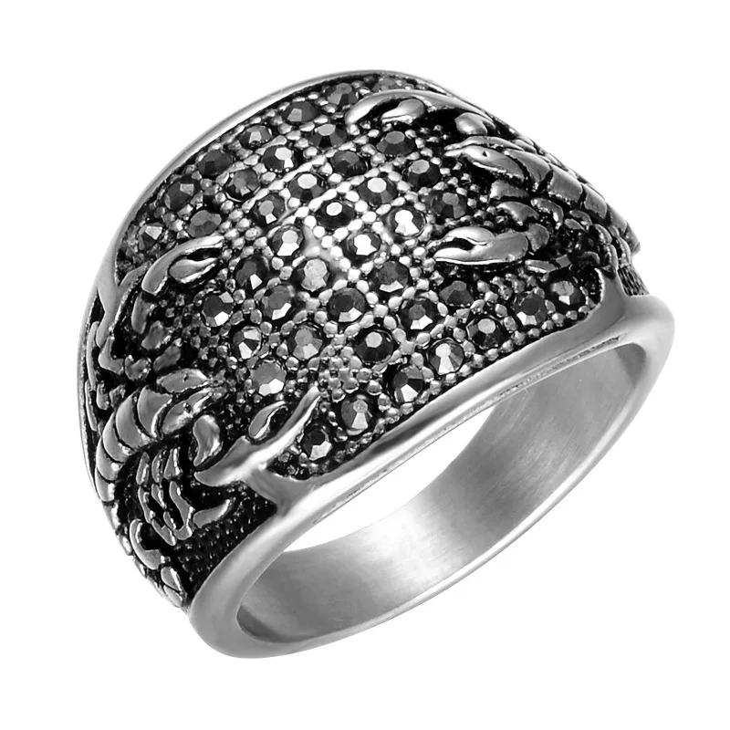 PUSHI men ring gold scorpion rhinestone men jewelry stainless steel bling rings