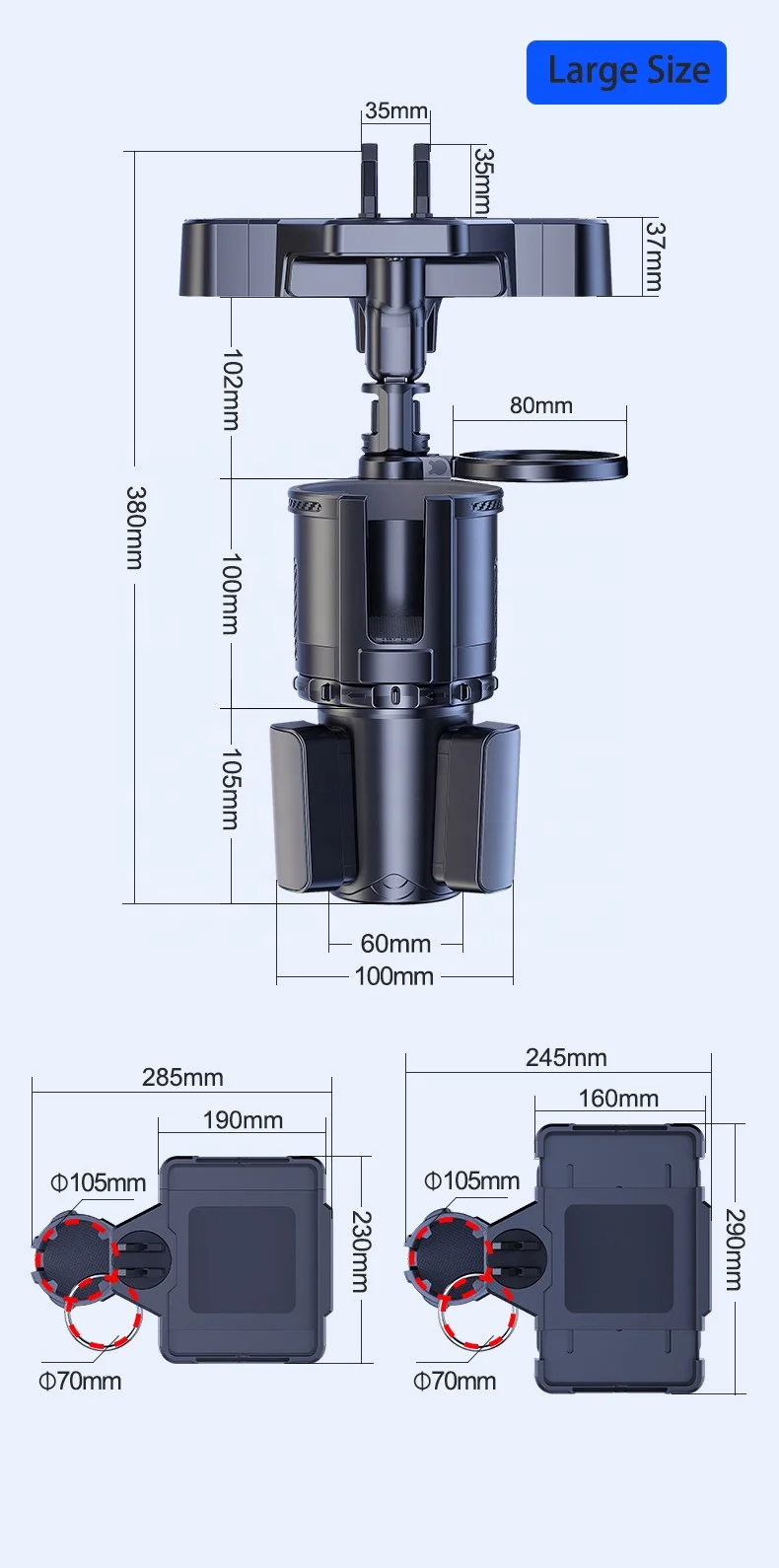 Car Interior Accessories Car Central Control Multifunctional Foldable Cup Holder Mobile Phone Holder Dining Table