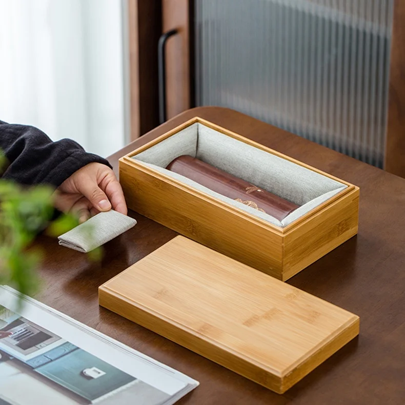 Desktop retro solid wood simple storage box Bedroom earrings necklace jewelry organizer box