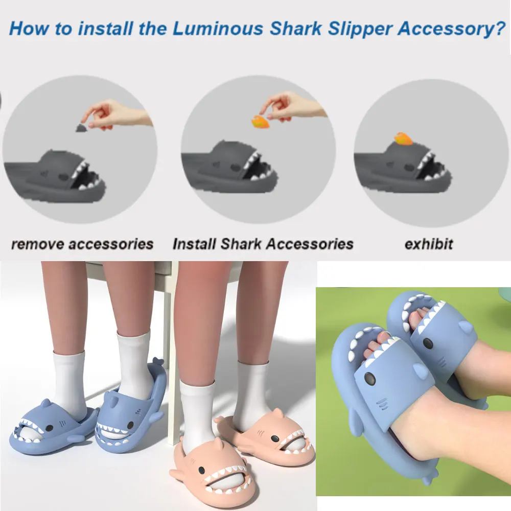 One Pairs Shark Slides Fins Cloud Shark Slippers Replacement Top Fins DIY Accessories