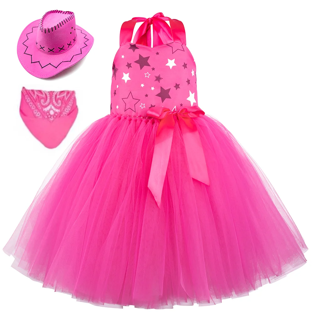 Newest Movie Hot Pink Dress Evening Cosplay Costume Real Life Film Dress Gown Halloween For Woman and Girls Tutu Dress