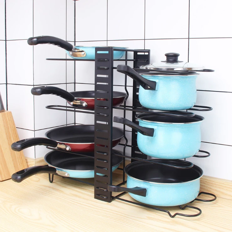 
Double row folding station kitchen storage rack double row pot rack  (1600185327082)