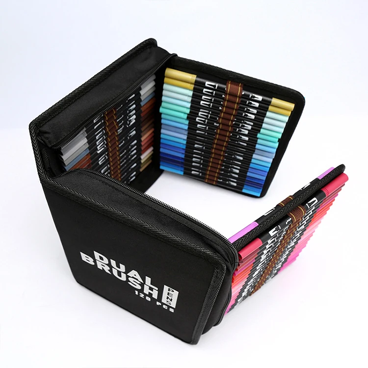 Promotional Watercolor Brush Pen 60 72 100 120 Colors Real Brush Tip Painting Water Color Pen Color Marker Pen