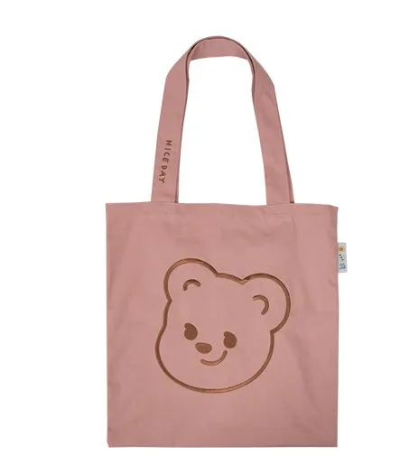 Korea Style Factory Stock bear embroidery canvas cotton shopping tote bag