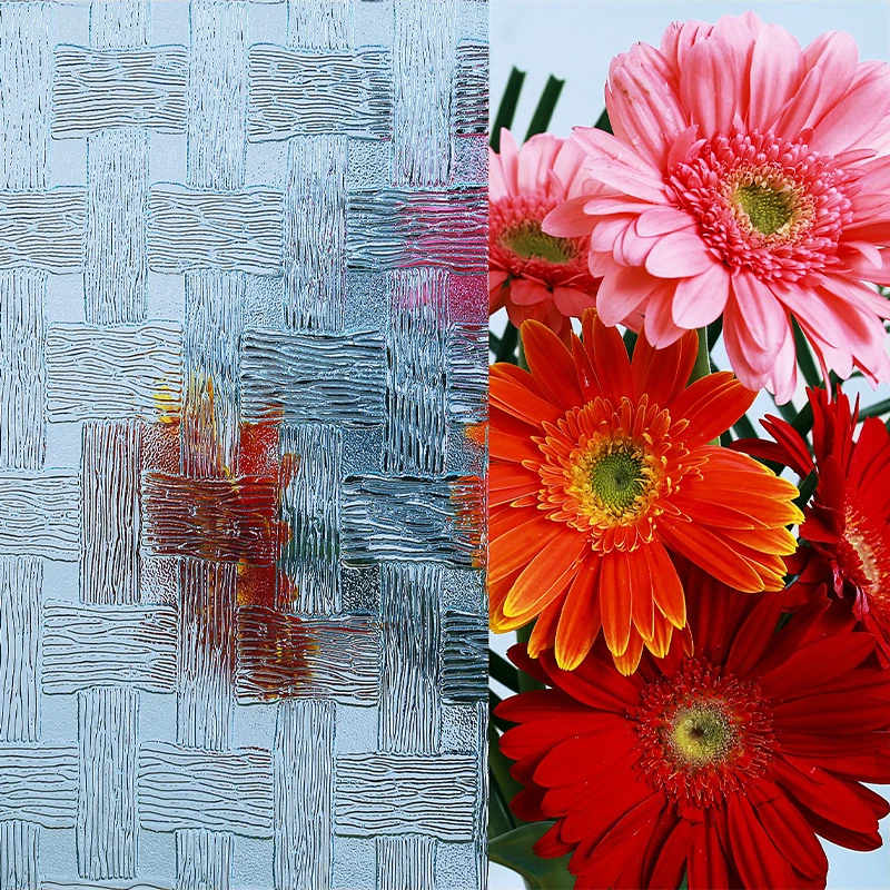 deep-etched color bronze diamond glacier extra clear ceramic frit 5mm pinhead 4mm flute pattern glass