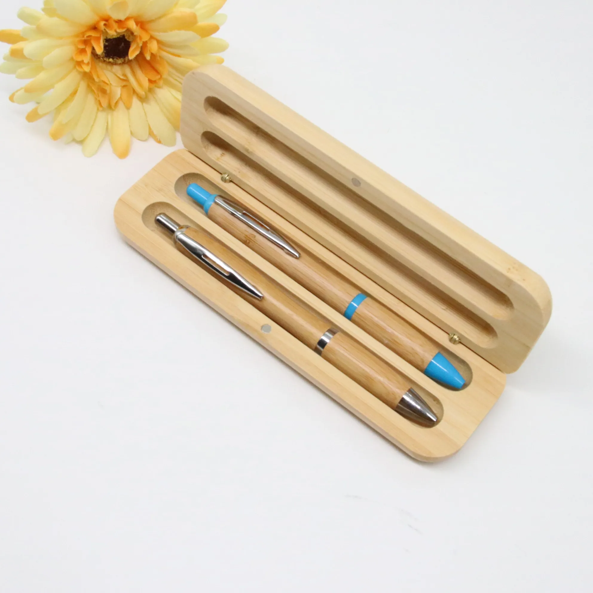 bamboo pen set 	 eco custom pens  wooden pen with wooden box
