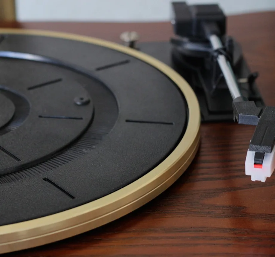 Brown Cherry Wood Wireless Digital Record Player Gramophone Music Box