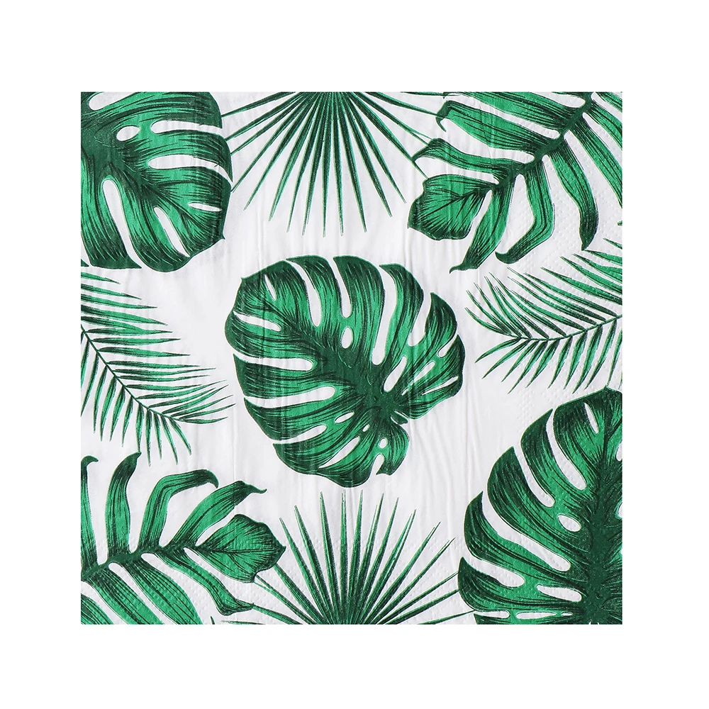 Hawaiian Luau Party Napkins Tropical Palm Leaf Paper Napkins for Tropical Tiki Themed Luncheon Party Supplies Decoration