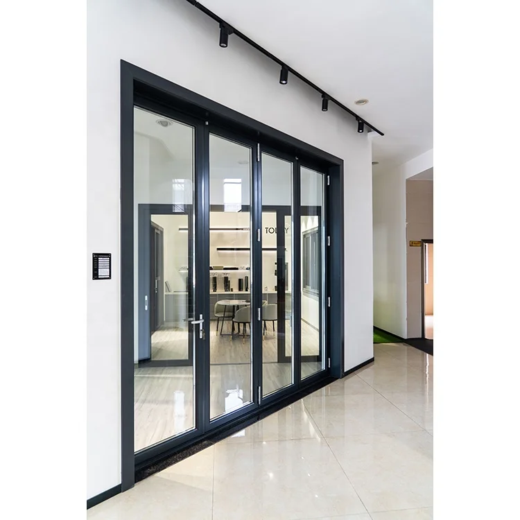 NFRC commercial  exterior thermal break accordion bi folding doors aluminum folding glass door