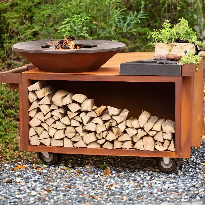 Outdoor Corten Steel European Bbq Grill Metal Barbecue Pit Bbq Grill Outdoor Corten Steel Fire Pit BBQ Grills