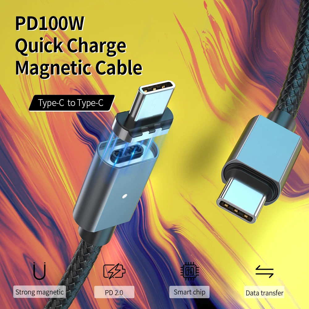 PD 100W быстрая зарядка Магнитный кабель нейлоновый Плетеный алюминиевый сплав Тип c к type c высокое качество смелые шнуры