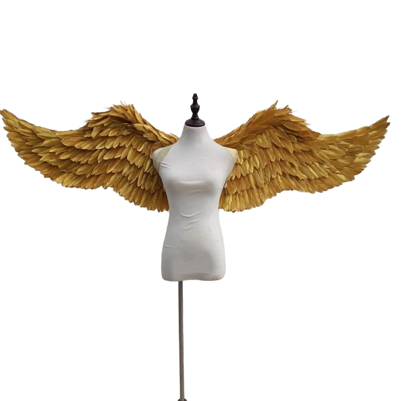 Model show props angel wings adult golden large hand made feather angel wings