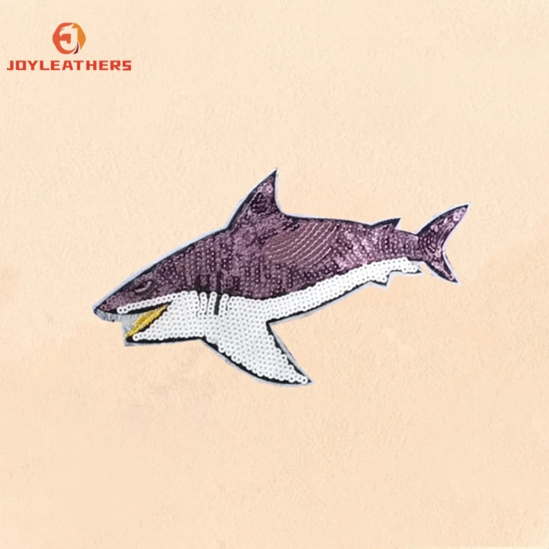 Shark Sequins Stickers Cartoon Animal Cheer Mom 3D Sequin Patch Santa Chenille Patches for Clothing OEM Model Number