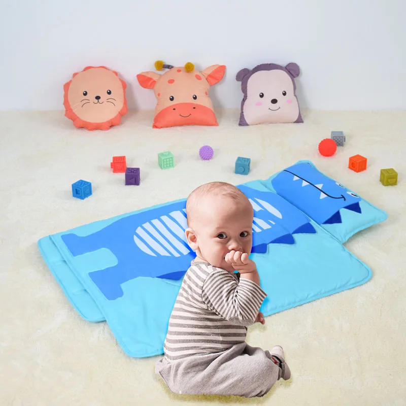 
Blue Dinosaur Themed Kids Bedding Sleeping Nap Mat With Pillow For Kids 