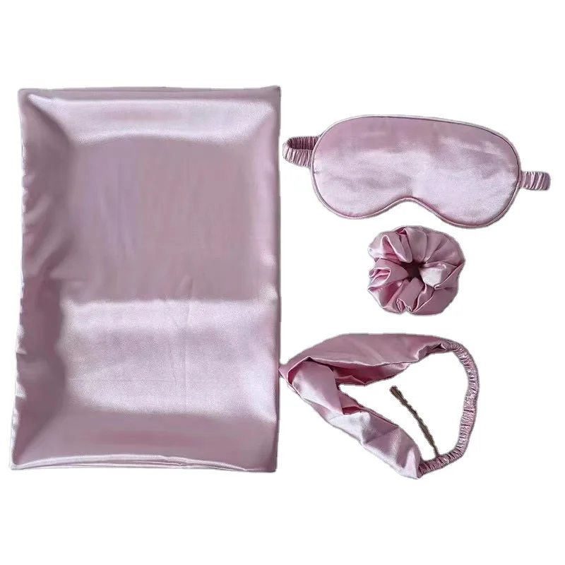 Sleep Silk Hot Steam Eye Mask Private Label Sleeping with Adjustable Strap Pillowcase+ Eyemask  4 Pieces Set