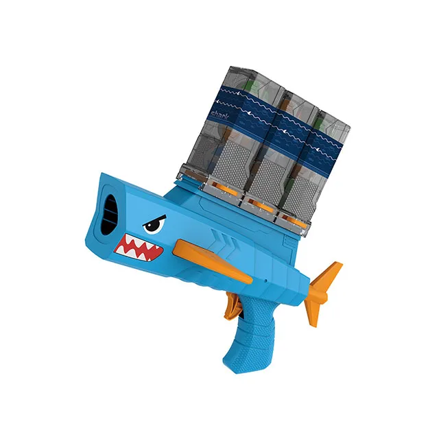 Shark attack dart board games 2 mode shoot ball gun toy with sticky balls set indoor outdoor toys
