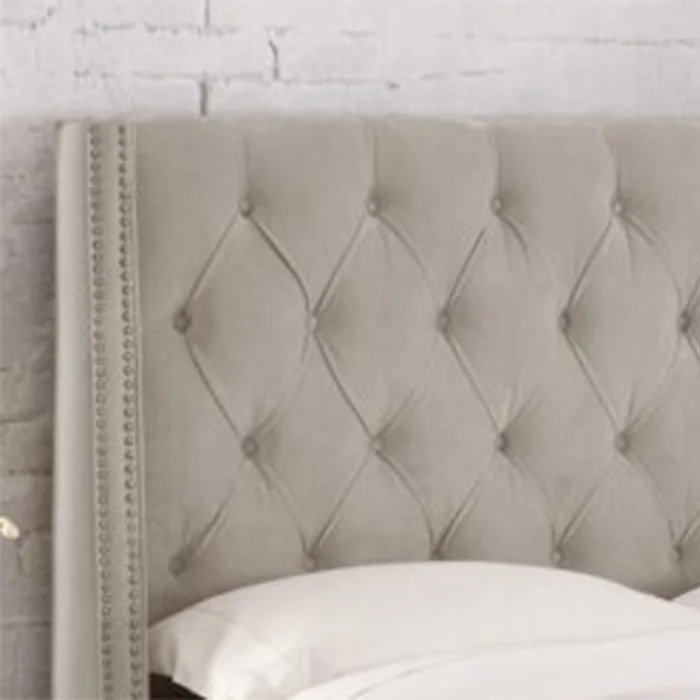 Modern dacron queen king size high wing headboard upholstered fabric bed base frame