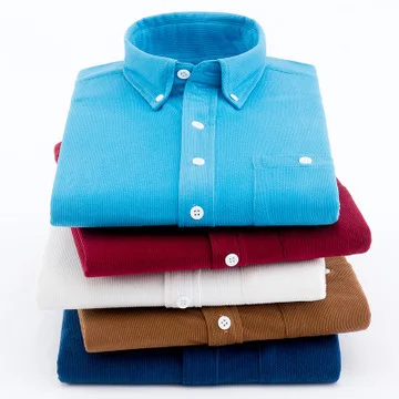 Newest Design Hot Sale Solid Color Slim Fit Long Sleeve Corduroy Casual Shirt For Men Corduroy Shirt Men Button Up
