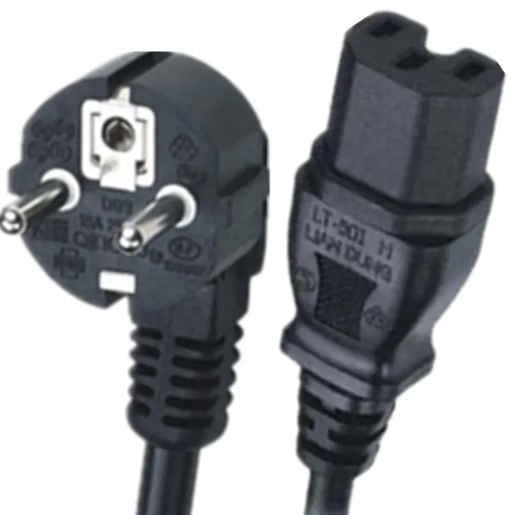 European 3 prong CEE7/7 Schuko power plug to IEC-60320-C15 ac extension kettle power cord C15 power cord