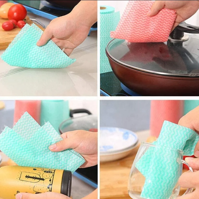 Reusable Nonwoven Cleaning Dishcloths Roll Wipes Wiping Rag Household Kitchen Floor Car Shoe Multi-Purpose Towel Dish Cloth