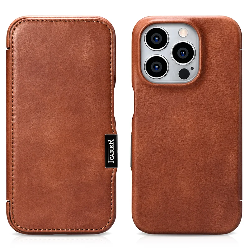 ICARER multifunctional flip phone case leather phone case with magnetic leather phone case for iphone 15 16 pro max