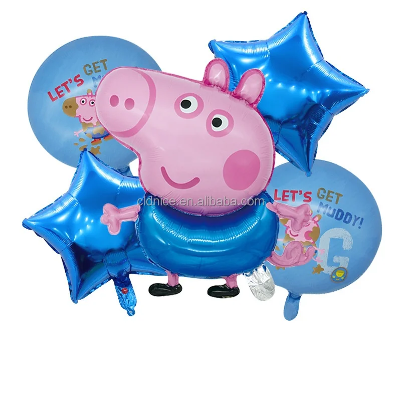 Nice Genuine Peppa-Pig George Balloon 5 Piece Package Aluminum Foil Balloon For Baby Birthday Party Decoration
