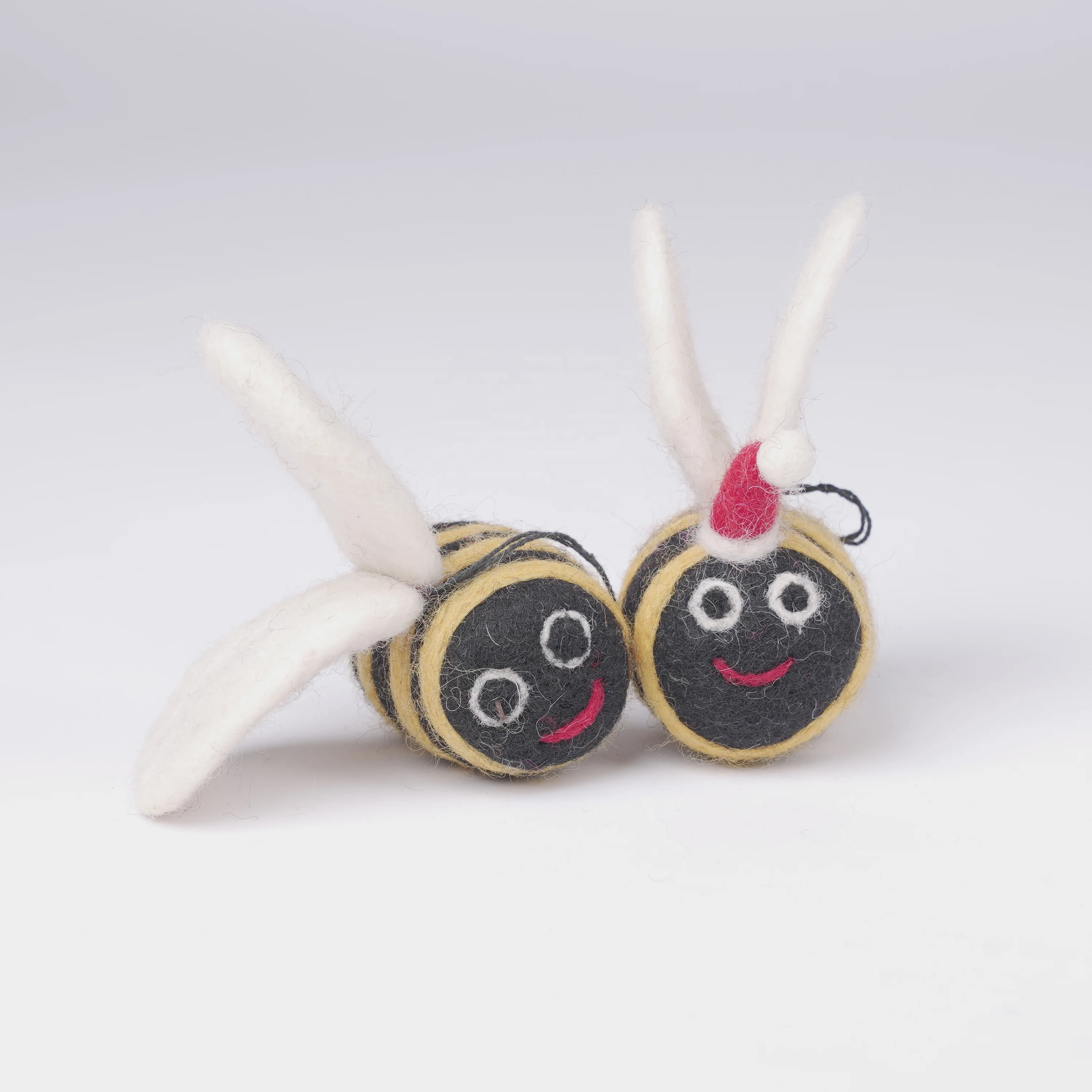 Felted Bee Christmas Decorations handmade using merino wool 100% authentic DIY Home Decorations