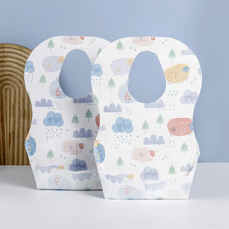hot-sale disposable  baby bibs 20pcs bag packed factory cheapest baby waterproof non-woven bibs for kids