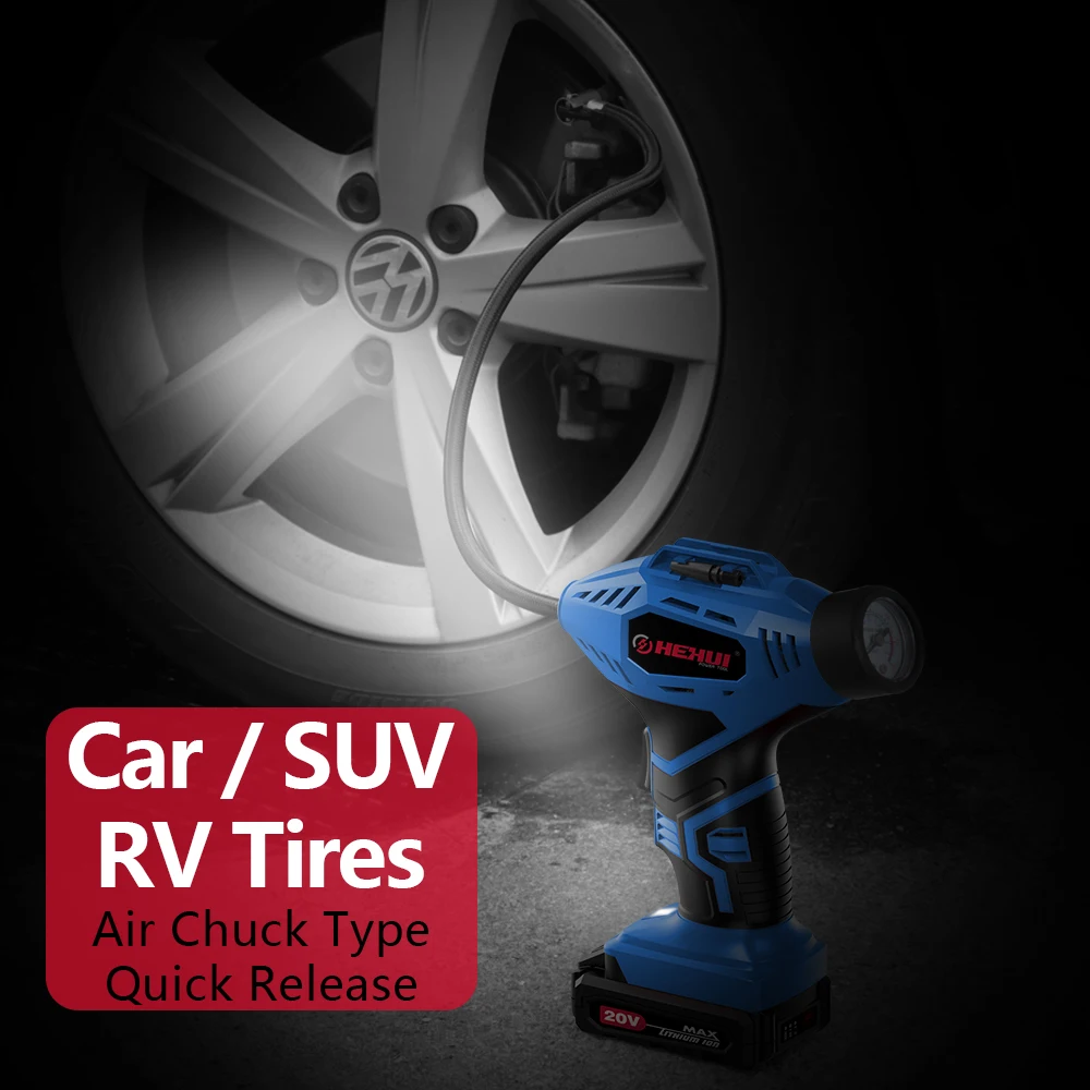 Hehui 20V Mini Portable Electric Tyre Pump Digital Smart Automatic Bicycle Motorcycle Tire Inflator Wireless Car Air Pump