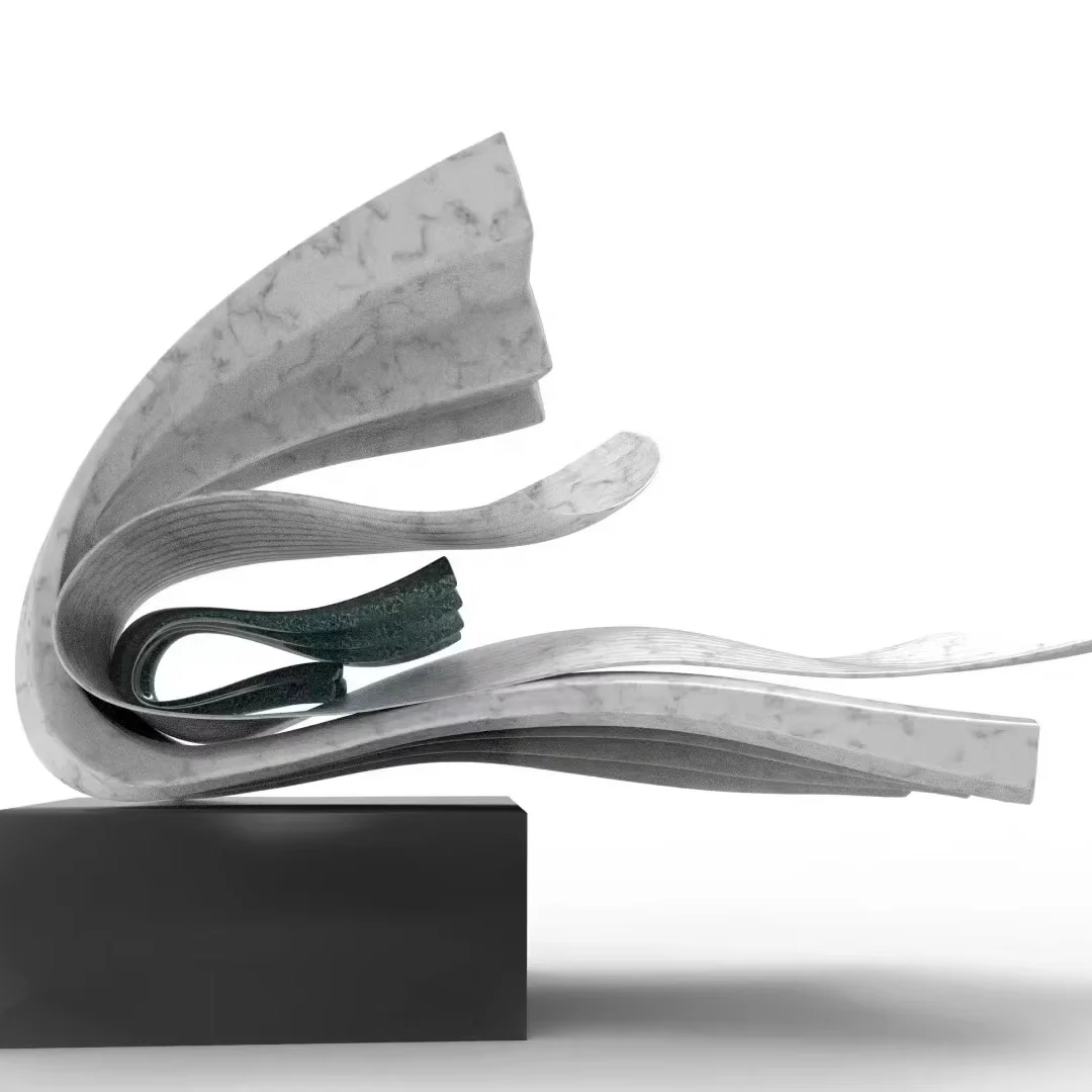 Modern garden display metal crafts imitating stone statue marble surface gallery exhibition stainless steel art sculpture